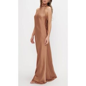 Show Me Your Mumu Lisa Maxi Dress Womens Medium Copper Luxe Satin Lined Halter